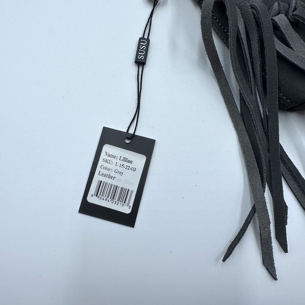 Susu crossbody suede leather fringe grey purse NWT - Picture 7 of 9